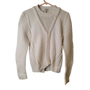 White + Warren Medium Women's Sweater White Mock Neck Cable Knit Top